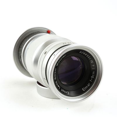 Leica M 9cm 90mm f/4 Elmar Wetzlar Chrome/Leather Lens